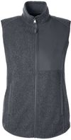 Am image of a Custom North End Ladies Aura Sweater Fleece Vest in Carbon!
