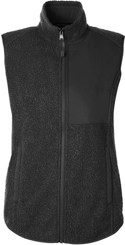 Am image of a Custom North End Ladies Aura Sweater Fleece Vest in Black!