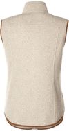 Am image of a Custom North End Ladies Aura Sweater Fleece Vest in Oatmeal Heather/ Teak!