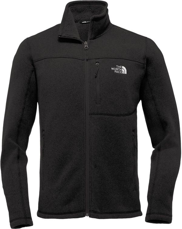 Am image of a Custom The North Face Sweater Fleece Jacket in Black Heather!