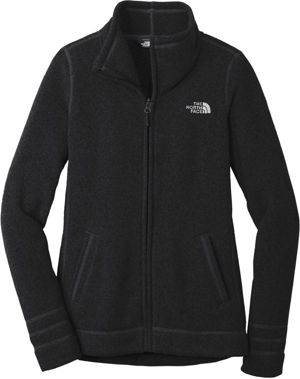 Am image of a Custom The North Face Sweater Fleece Ladies Jacket in Black Heather!