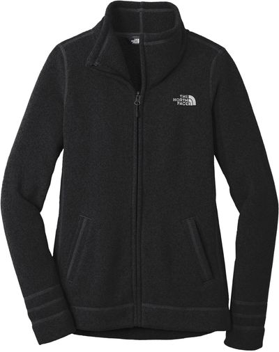 Am image of a Custom The North Face Sweater Fleece Ladies Jacket in Black Heather!