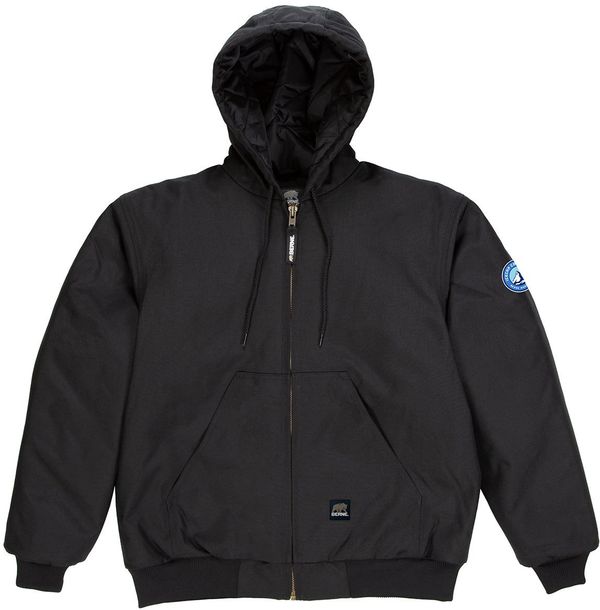 Am image of a Custom Berne Men's ICECAP Insulated Hooded Jacket in Black!