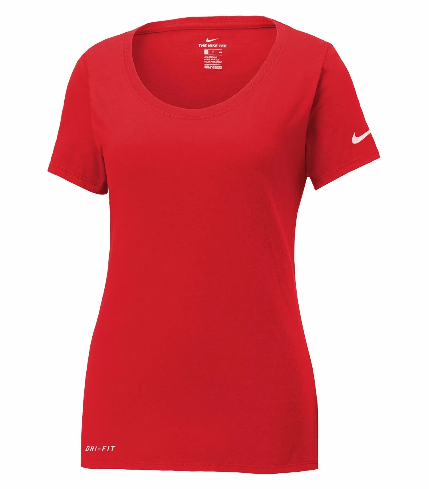 Nike Ladies Dri FIT Cotton Poly Scoop Neck Tee in University Red