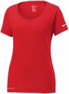 Am image of a Custom Nike Ladies Dri FIT Cotton Poly Scoop Neck Tee in University Red!