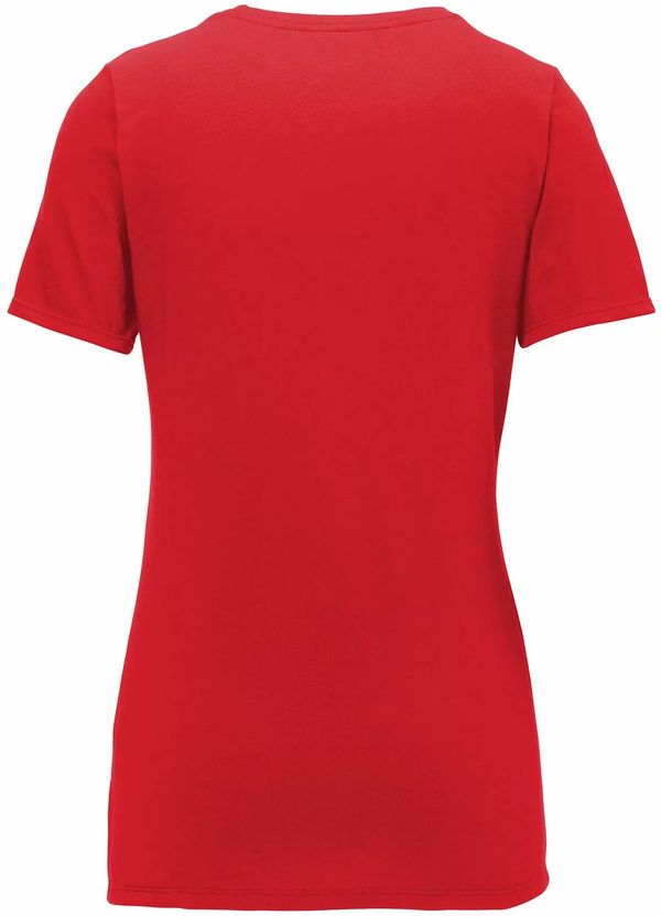 Am image of a Custom Nike Ladies Dri FIT Cotton Poly Scoop Neck Tee in University Red!