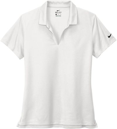 Am image of a Custom Nike Dri Fit Micro Pique Ladies Polo in White!