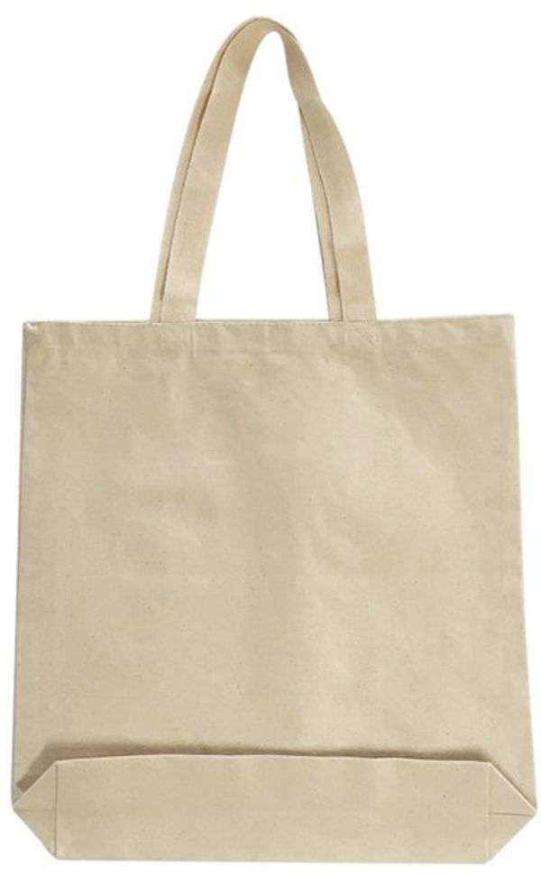 Am image of a Custom OAD Medium 12 oz Gusseted Tote in Natural!