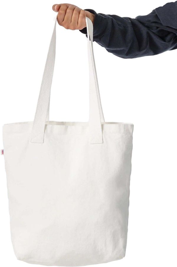 Am image of a Custom LA Apparel Bull Denim Tote Bag 13oz in Off White!