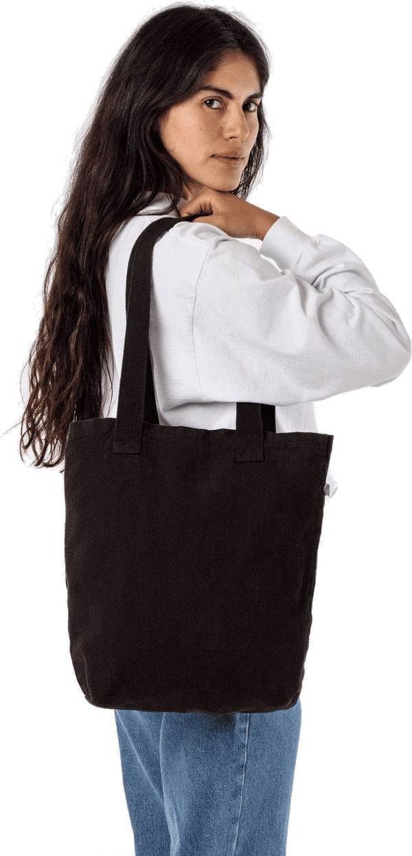 Am image of a Custom LA Apparel Bull Denim Tote Bag 13oz in Black!