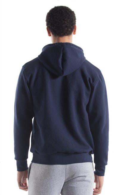 Am image of a Custom Jerico UltraCotton Hooded Sweatshirt in Navy!
