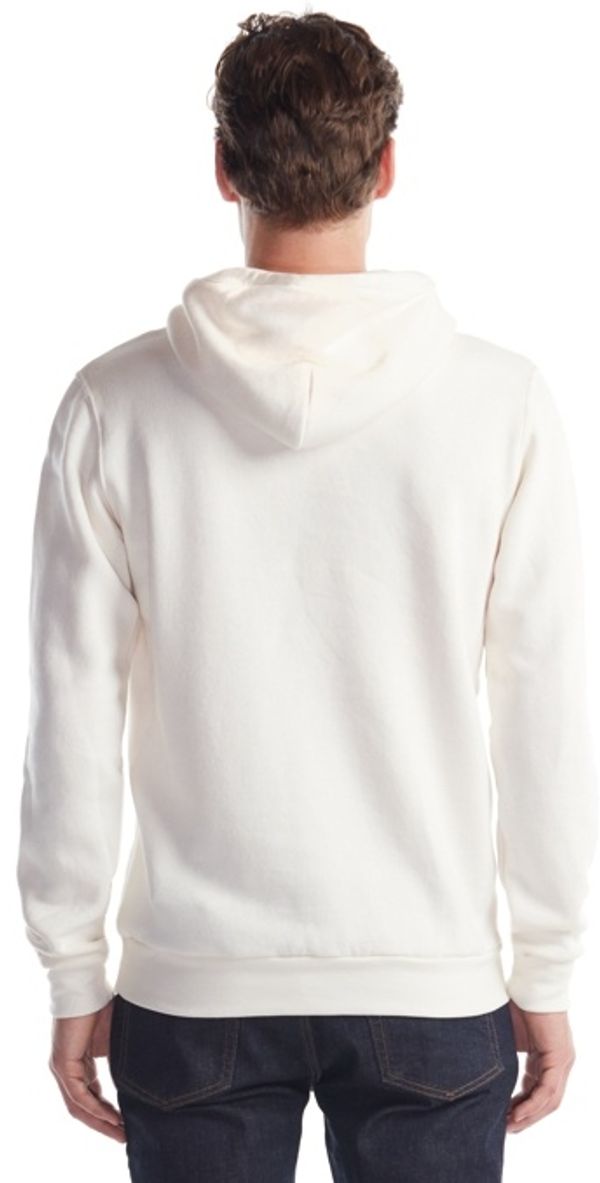 Am image of a Custom Jerico Three End Bamboo Fleece Hooded Sweatshirt in Natural!