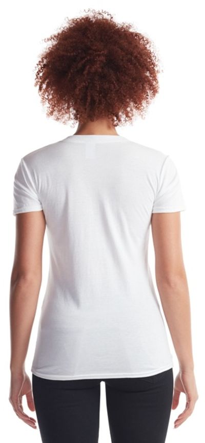 Am image of a Custom Jerico Ladies Bamboo Foundation V Neck in White!