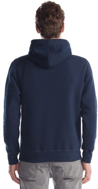 Am image of a Custom Jerico Premium Eco Fleece Hooded Sweatshirt in Navy!