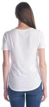 Am image of a Custom Jerico Ladies Bamboo Relaxed Fit Scoop Bottom T Shirt in White!