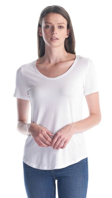 Jerico Ladies Bamboo Relaxed Fit Scoop Bottom T Shirt in White