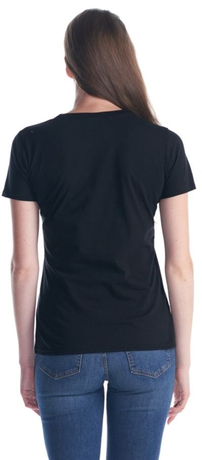 Am image of a Custom Jerico Ladies Essential Cotton T Shirt in Black!
