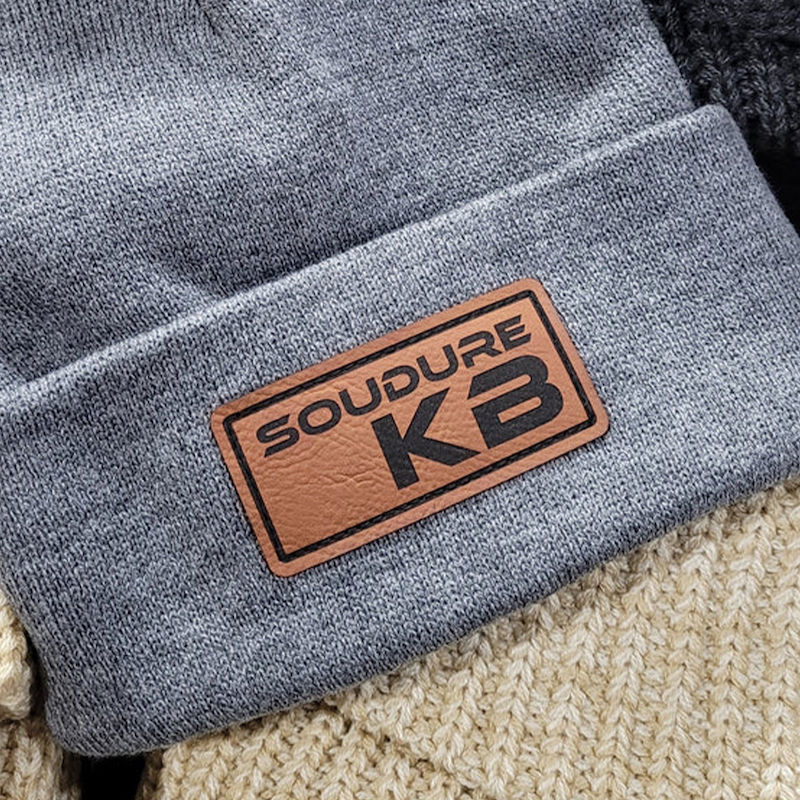 Raw hide custom leather patch on hats