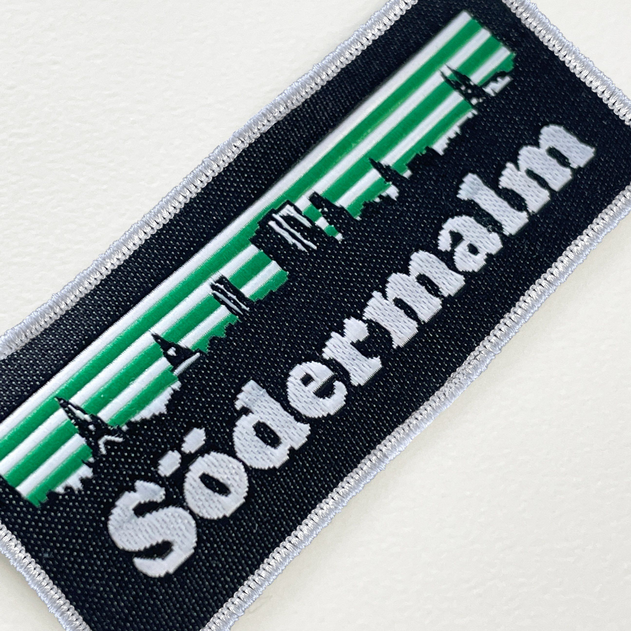 Rectangle custom woven patch made for sodermalm.