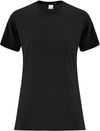 Am image of a Custom ATC Everyday Cotton Ladies Tee in Black!