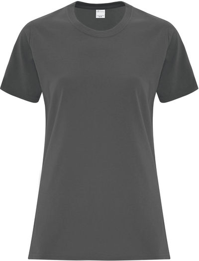 Am image of a Custom ATC Everyday Cotton Ladies Tee in Charcoal!