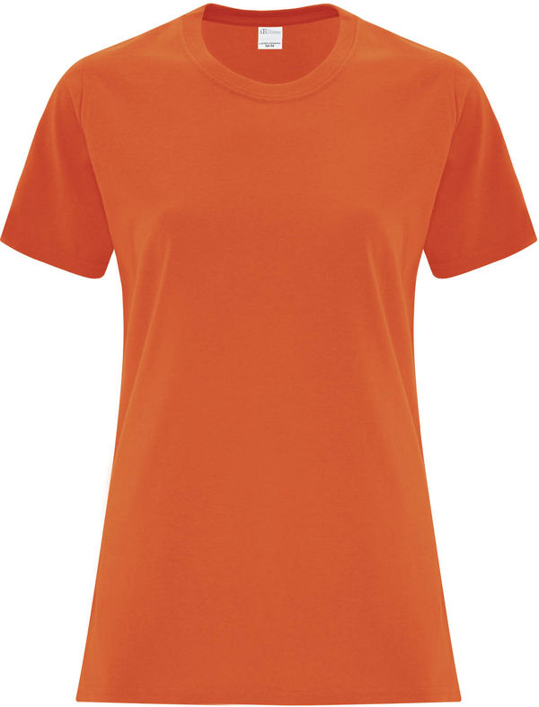 Am image of a Custom ATC Everyday Cotton Ladies Tee in Orange!