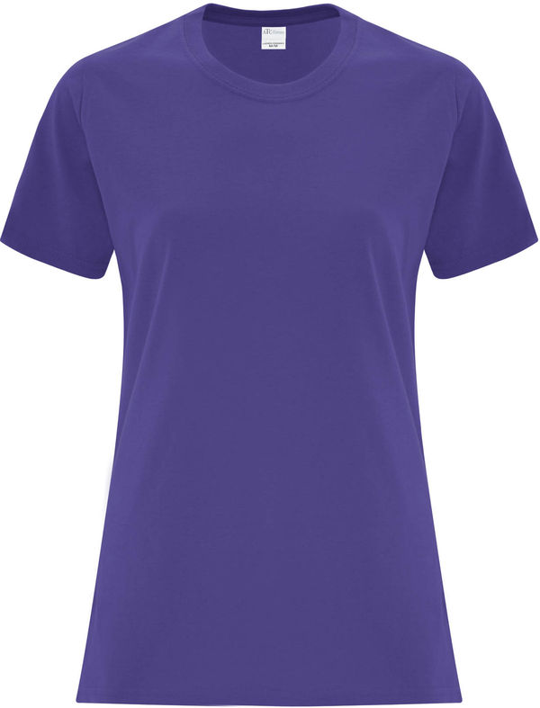 Am image of a Custom ATC Everyday Cotton Ladies Tee in Purple!