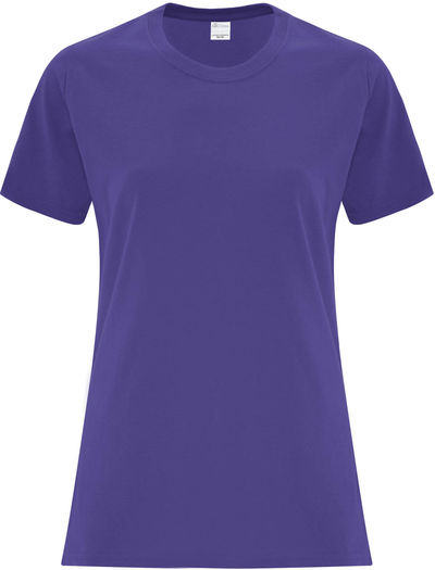 Am image of a Custom ATC Everyday Cotton Ladies Tee in Purple!