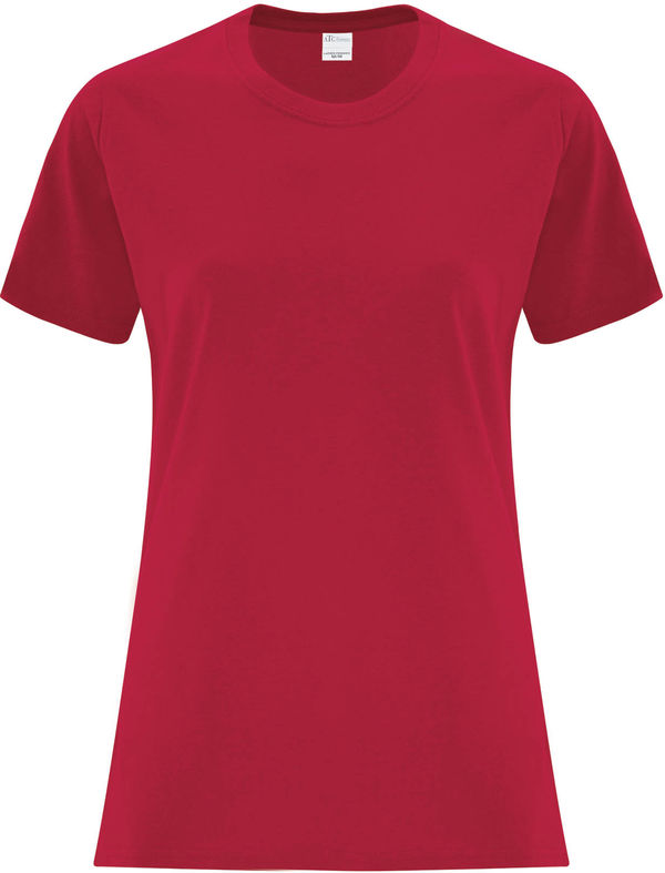 Am image of a Custom ATC Everyday Cotton Ladies Tee in Red!