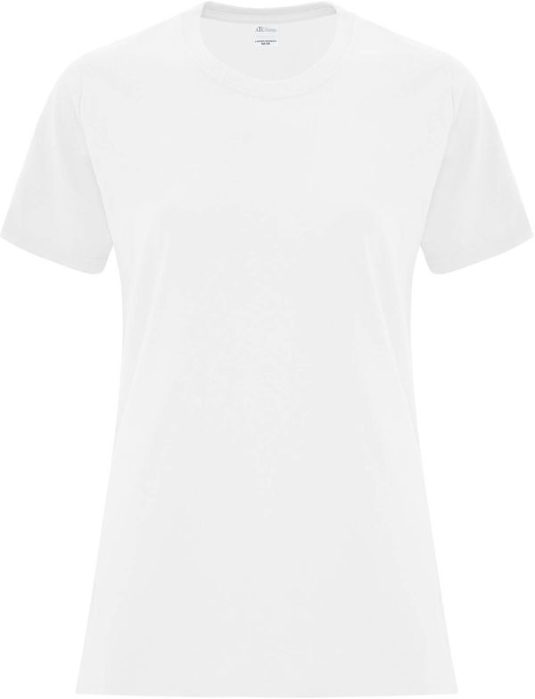 Am image of a Custom ATC Everyday Cotton Ladies Tee in White!