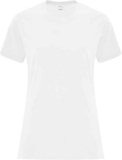 Am image of a Custom ATC Everyday Cotton Ladies Tee in White!
