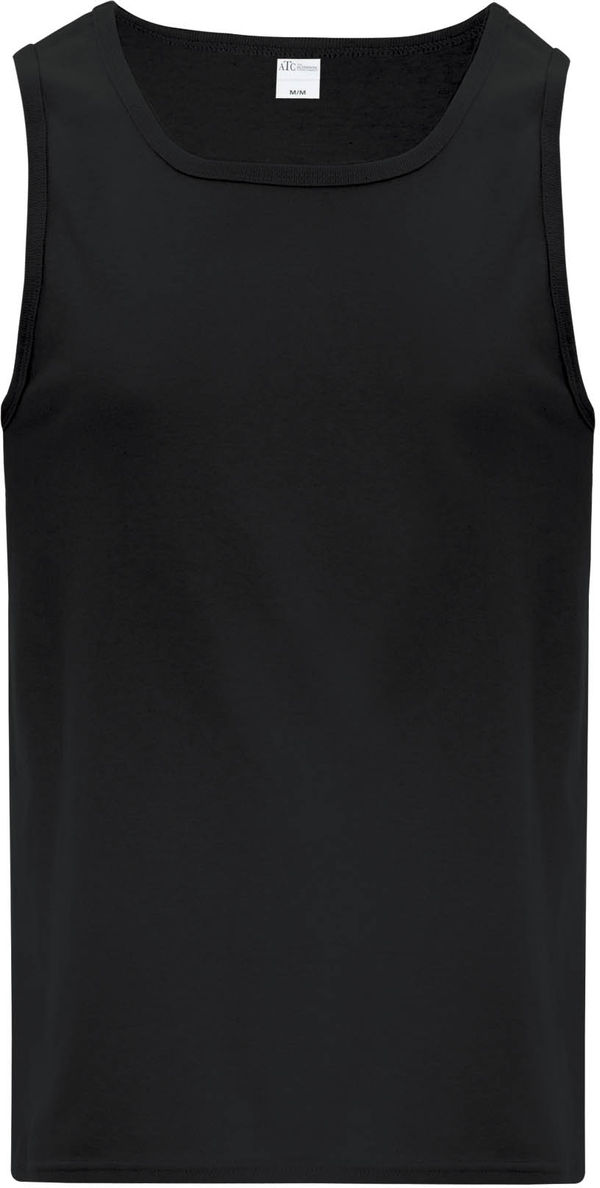 Am image of a Custom ATC Everyday Cotton Tank Top in Black!