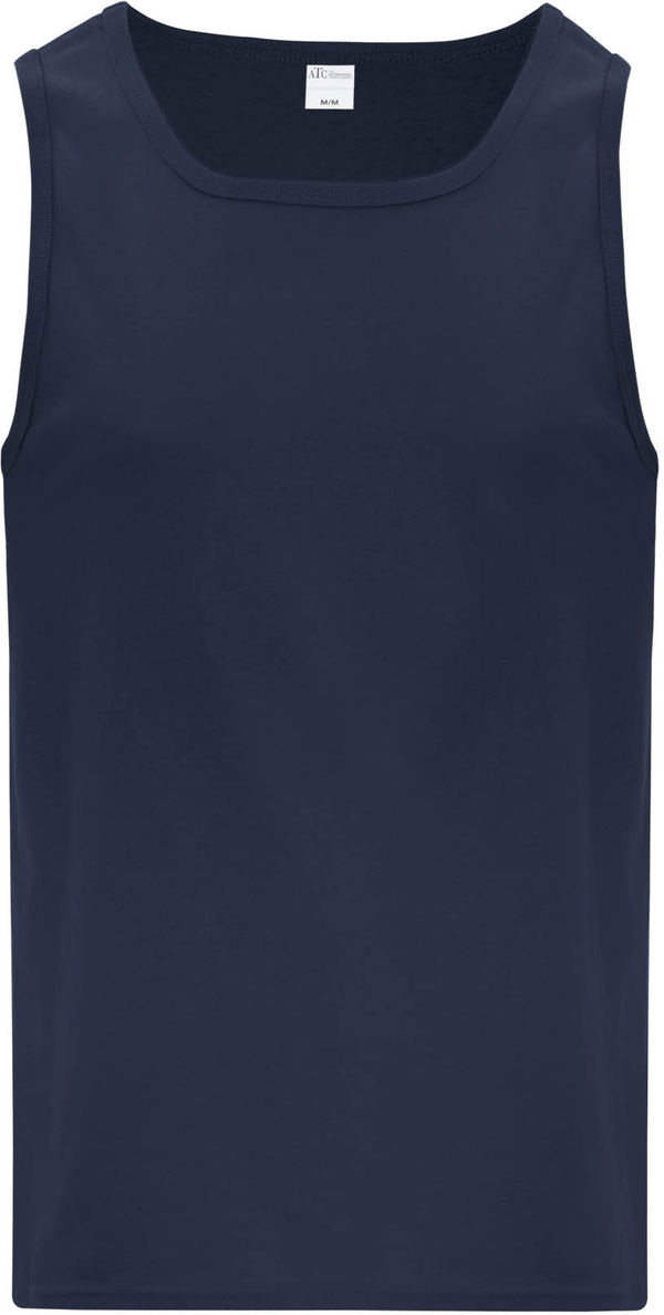 Am image of a Custom ATC Everyday Cotton Tank Top in Navy!
