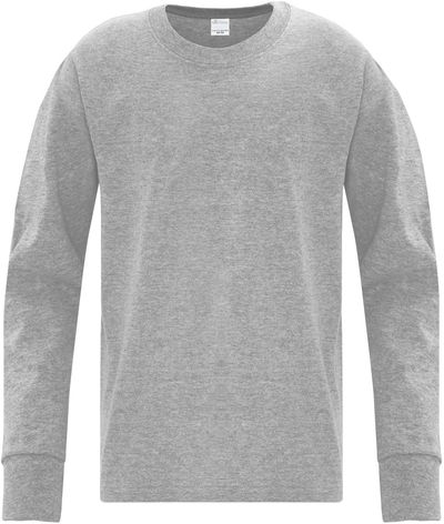 Am image of a Custom ATC Everyday Cotton Long Sleeve Youth Tee in Athletic Heather!