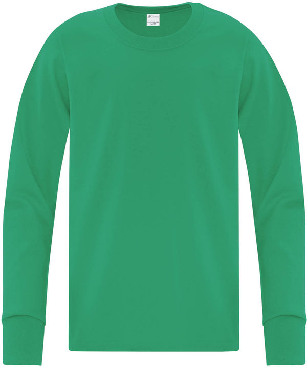 Am image of a Custom ATC Everyday Cotton Long Sleeve Youth Tee in Kelly!
