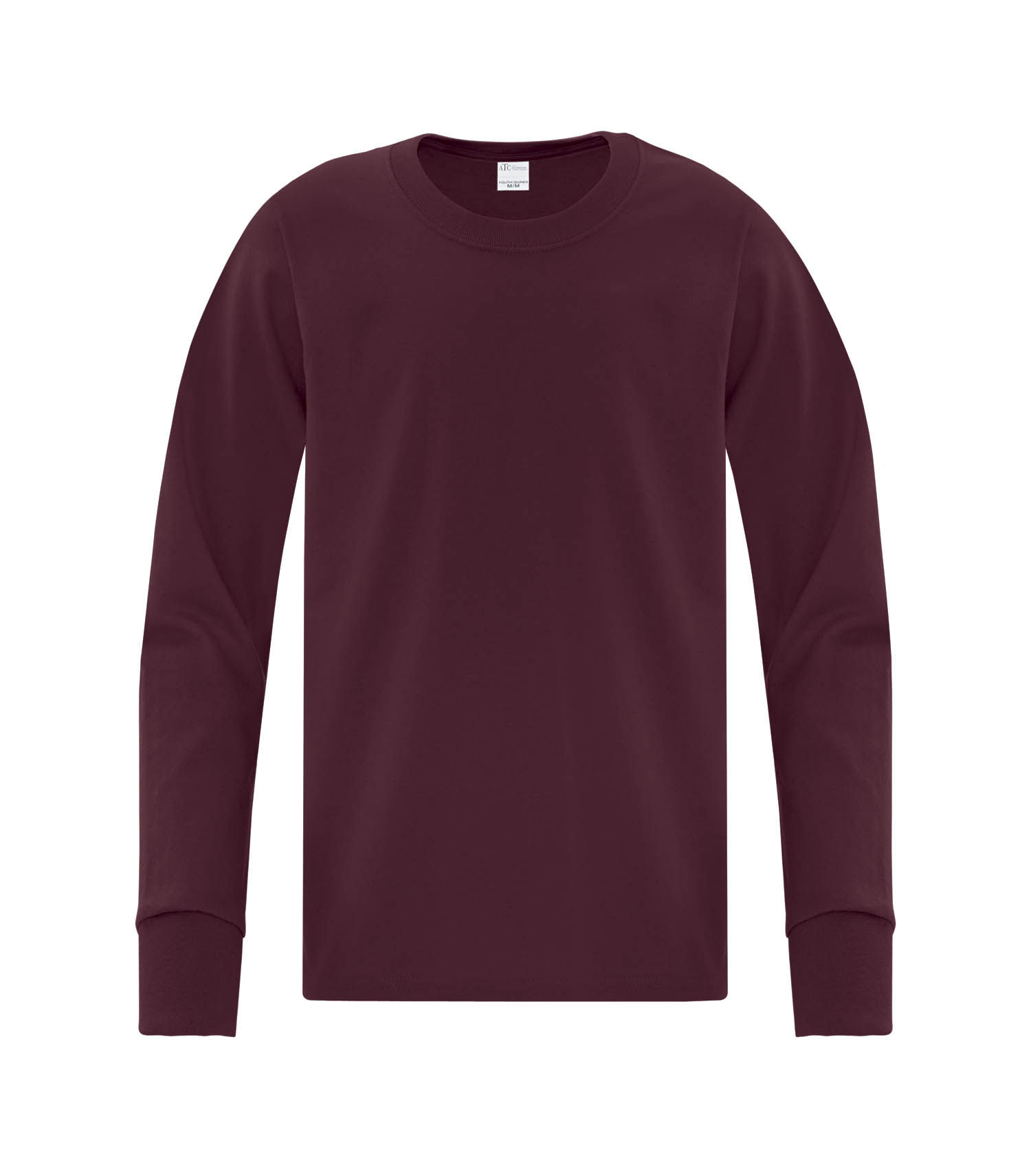 ATC Everyday Cotton Long Sleeve Youth Tee in Maroon