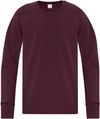 Am image of a Custom ATC Everyday Cotton Long Sleeve Youth Tee in Maroon!