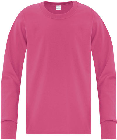 Am image of a Custom ATC Everyday Cotton Long Sleeve Youth Tee in Sangria!