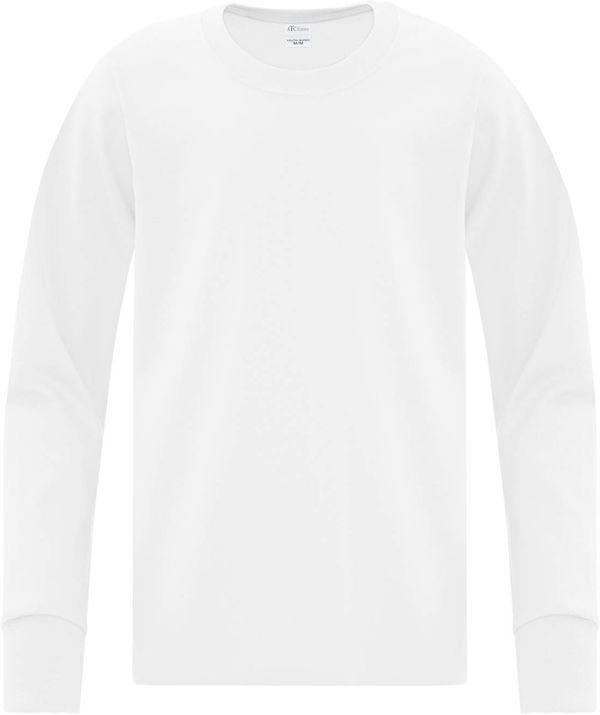 Am image of a Custom ATC Everyday Cotton Long Sleeve Youth Tee in White!
