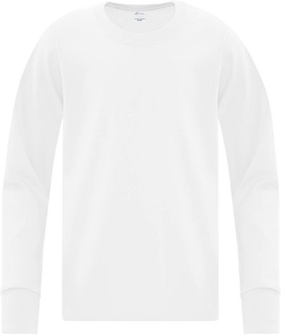 Am image of a Custom ATC Everyday Cotton Long Sleeve Youth Tee in White!