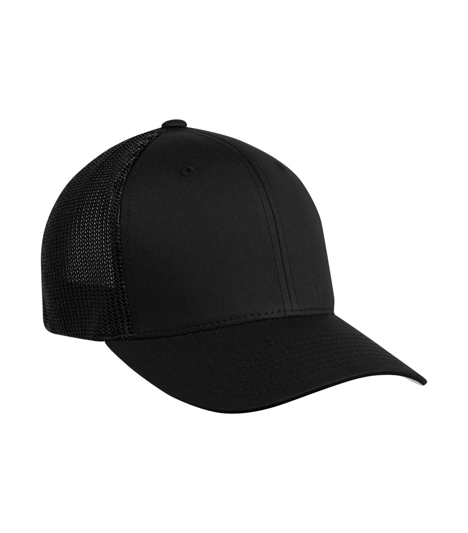 ATC Flexfit® Trucker Mesh Cap in Black/Black