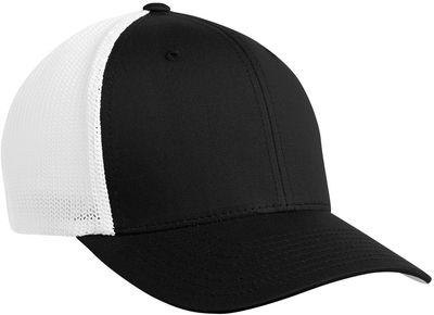 Am image of a Custom ATC Flexfit® Trucker Mesh Cap in Black/White!