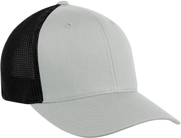 Am image of a Custom ATC Flexfit® Trucker Mesh Cap in Silver/Black!