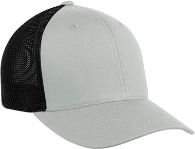 Am image of a Custom ATC Flexfit® Trucker Mesh Cap in Silver/Black!