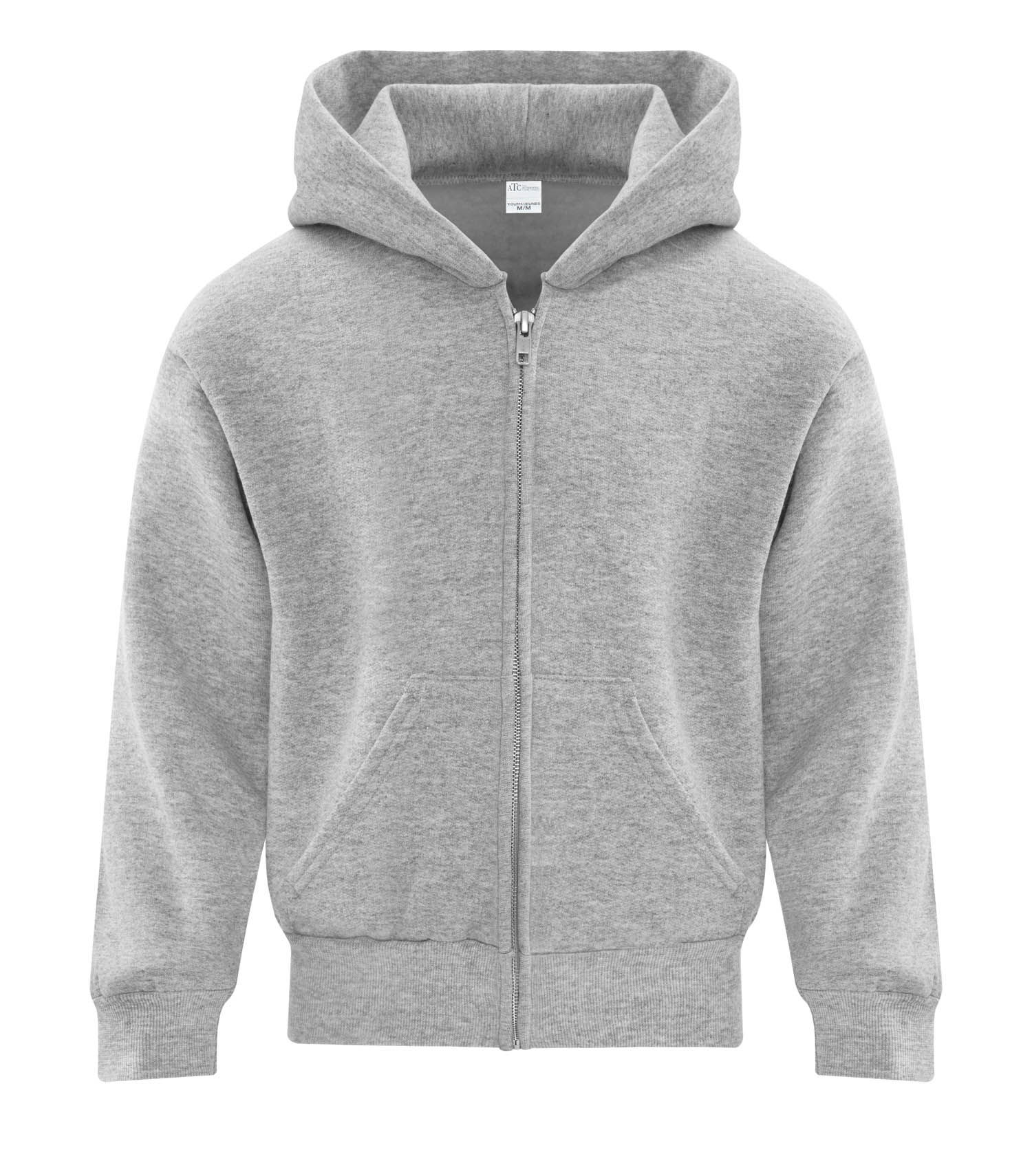 ATC Everyday Youth Fleece Full Zip Hooded Sweatshirt in Athletic Heather