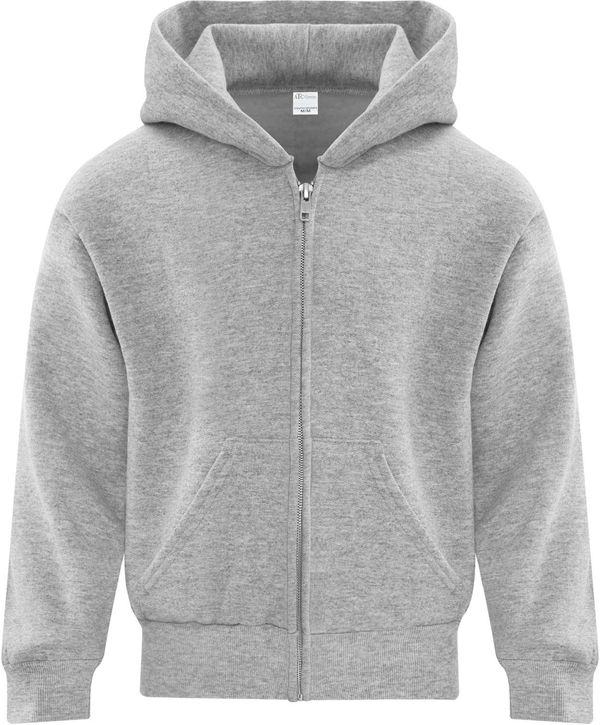 Am image of a Custom ATC Everyday Youth Fleece Full Zip Hooded Sweatshirt in Athletic Heather!