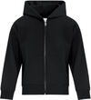 Am image of a Custom ATC Everyday Youth Fleece Full Zip Hooded Sweatshirt in Black!