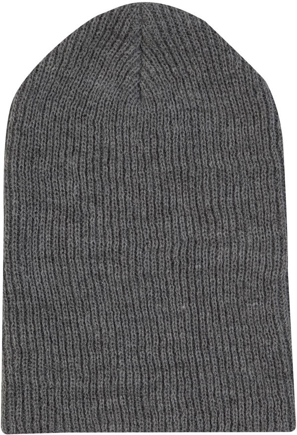 Am image of a Custom ATC Everyday Rib Knit Slouch Beanie in Charcoal Heather!