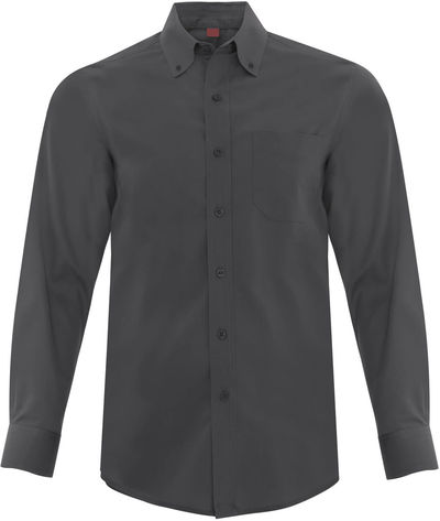 Am image of a Custom Coal Harbour Everyday Long Sleeve Woven Shirt in Iron Grey!