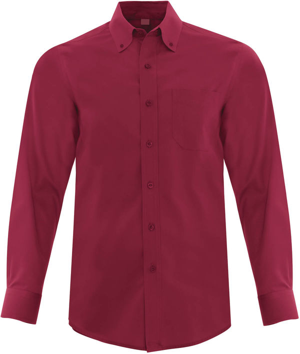 Am image of a Custom Coal Harbour Everyday Long Sleeve Woven Shirt in Rich Red!